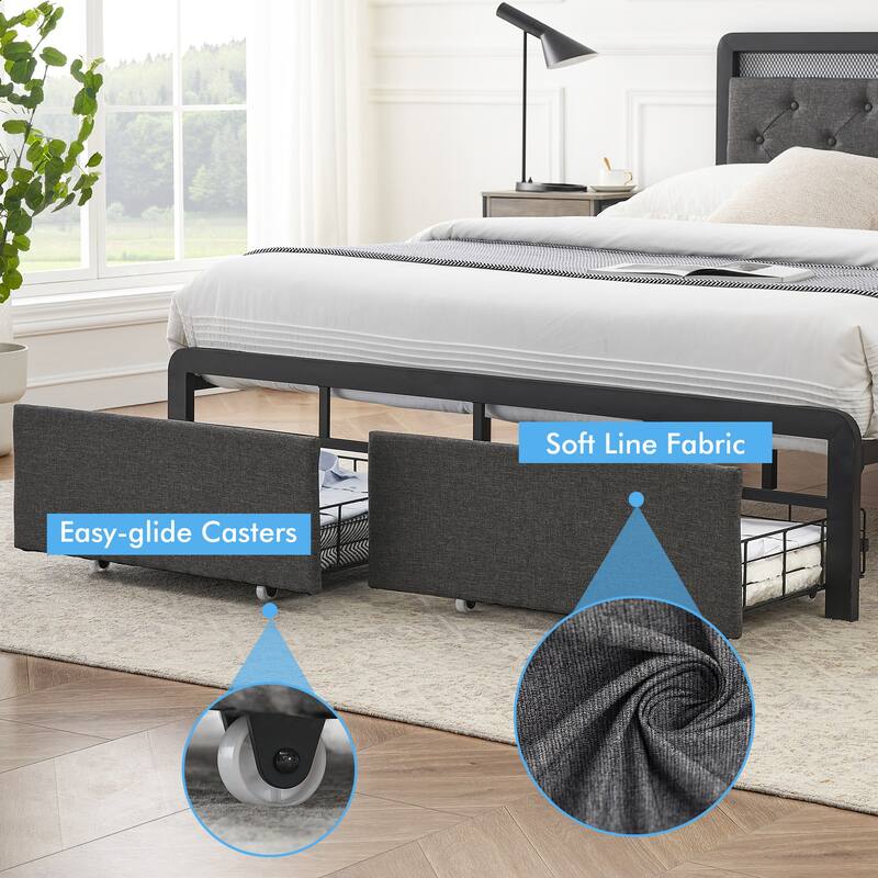 Bed Frame with 2 Storage Drawers