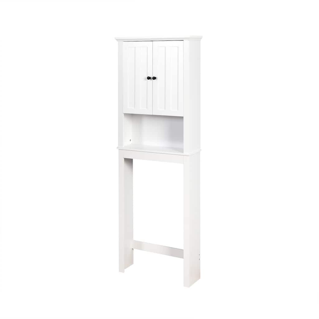 Bathroom Wooden Storage Cabinet Over-The-Toilet Space Saver With A Adjustable Shelf 23.62X7.72X67.32 Inch
