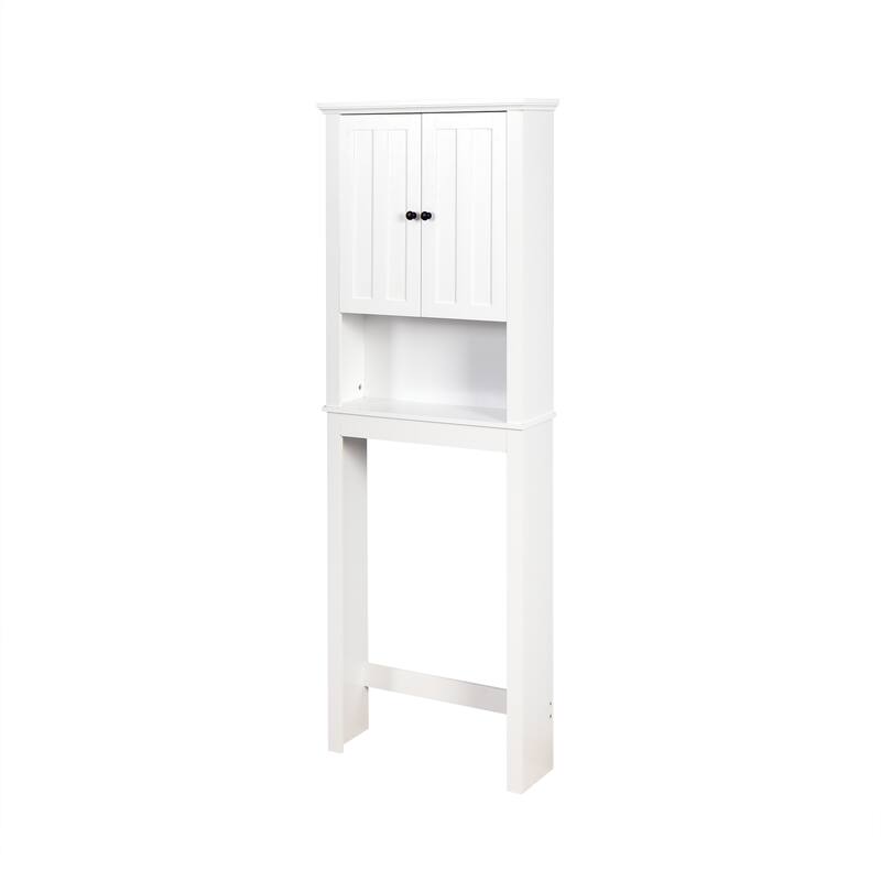 Over The Toilet Storage Cabinet with Open Shelves, Toilet Paper Holder Stand Bathroom Shelf Over Toilet with 2 Doors