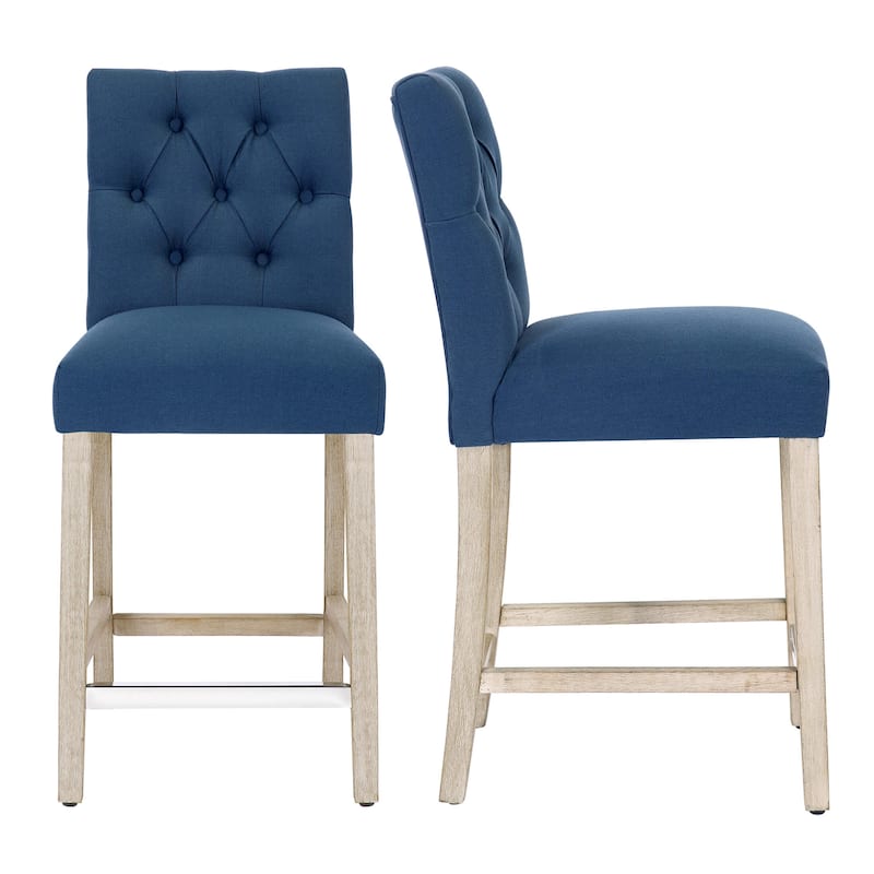 Carter 24" Classic Button Tufted Counter Stool Gray Finish (Set of 2)