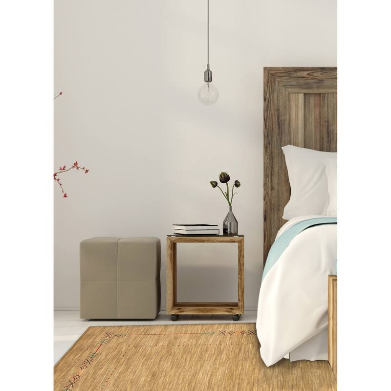 ECARPETGALLERY Hand Loomed Kashkuli Gabbeh Khaki Wool Rug - 4'0 x 5'9