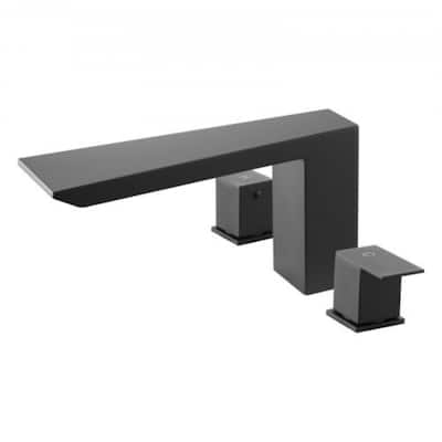 Matte Black Stainless Steel Roman Tub Faucet with 3-Hole and Deck Mount High Flow Water 4.36 GPM - 7.87" x 9.06" x 2.83"