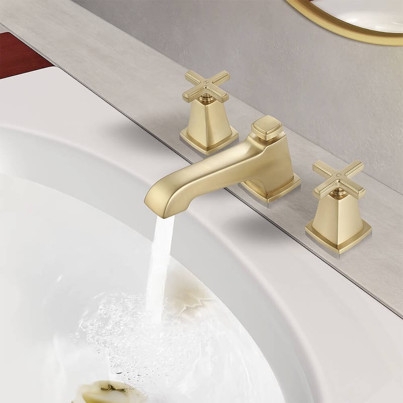 YASINU Two Handles Widespread Cross Handle Bathroom Faucet with Drain