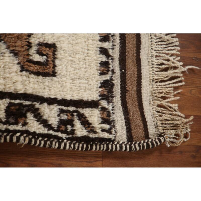 Vegetable Dye Plush Kurdish Turkish Runner Rug Handmade Wool Carpet - 3'1"x 11'3"
