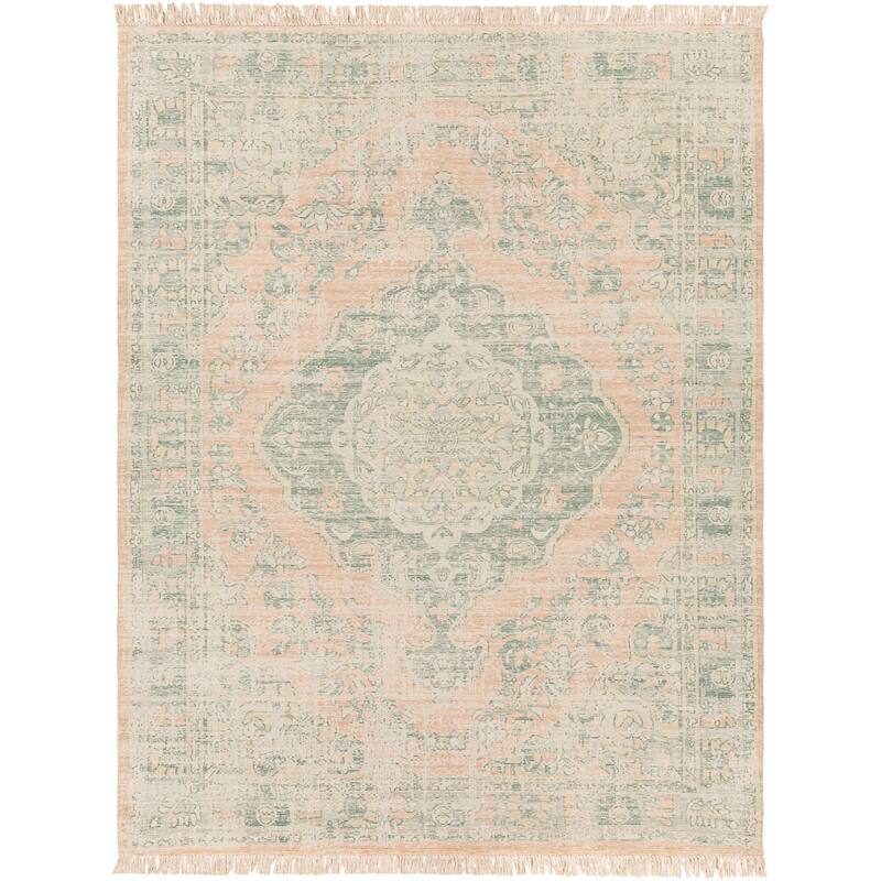 Livabliss Barack Distressed Medallion Handmade Cotton Area Rug
