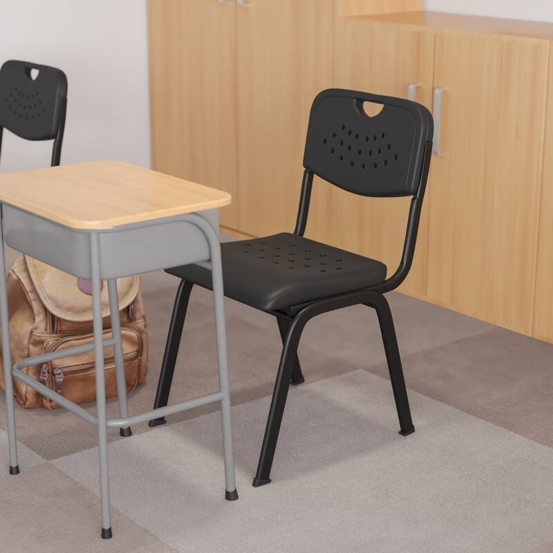 5 Pack 880 lb. Capacity Plastic Stack Chair with Open Back and Frame