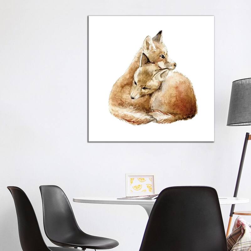 iCanvas "Cuddling Foxes" by Wandering Laur Canvas Print - 37x37x1.5