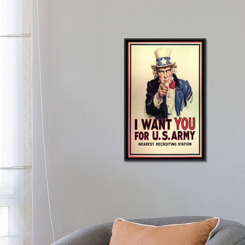 iCanvas "Uncle Sam- I Want You Vintage Poster, J. M. Flagg" by j. M. Flagg Framed Canvas Print