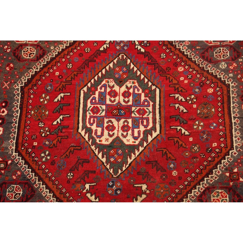 Geometric Shiraz Persian Traditional Area Rug Handmade Wool Carpet - 3'11" x 5'3"