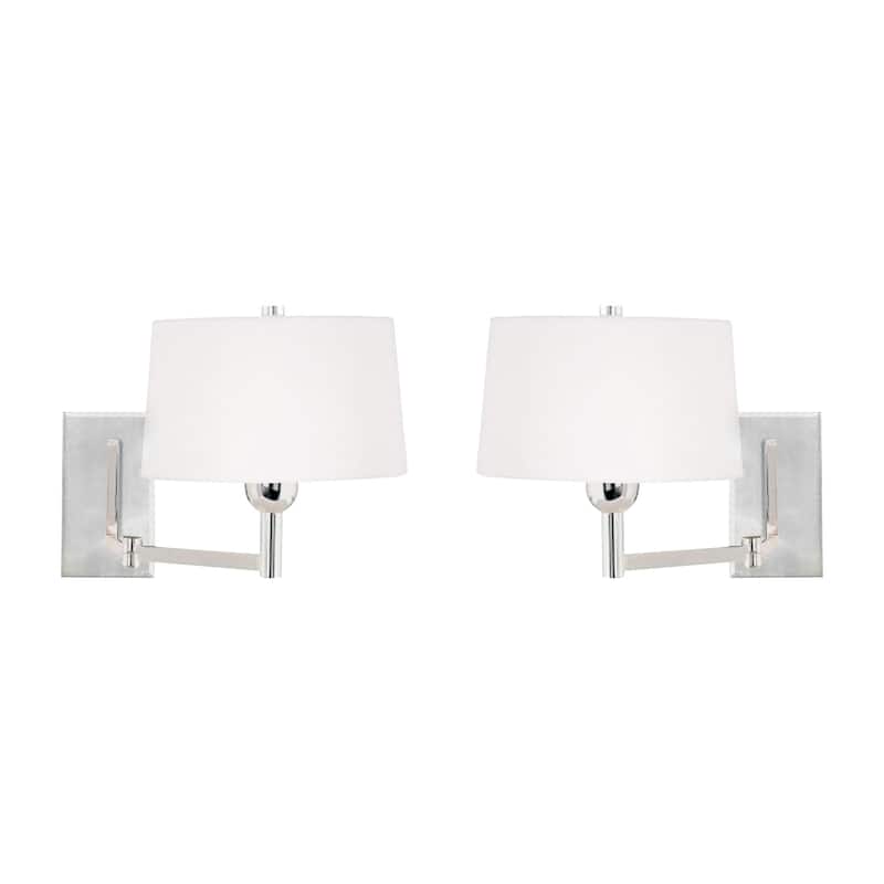 Satin Nickel 1-Light Swingarm Wall Lamps (Set of 2) - 9 inch Tall - 9 inch Tall - Chrome