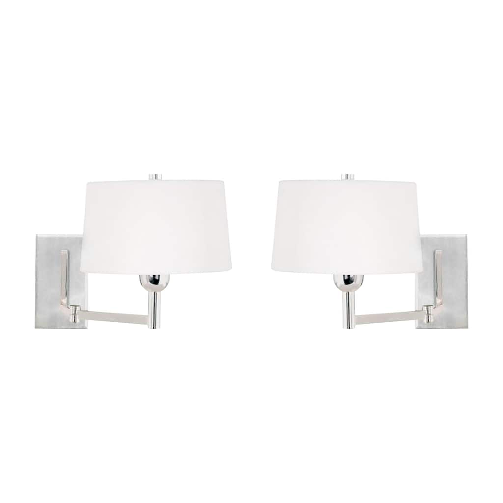 Satin Nickel 1-Light Swingarm Wall Lamps (Set of 2) - 9 inch Tall