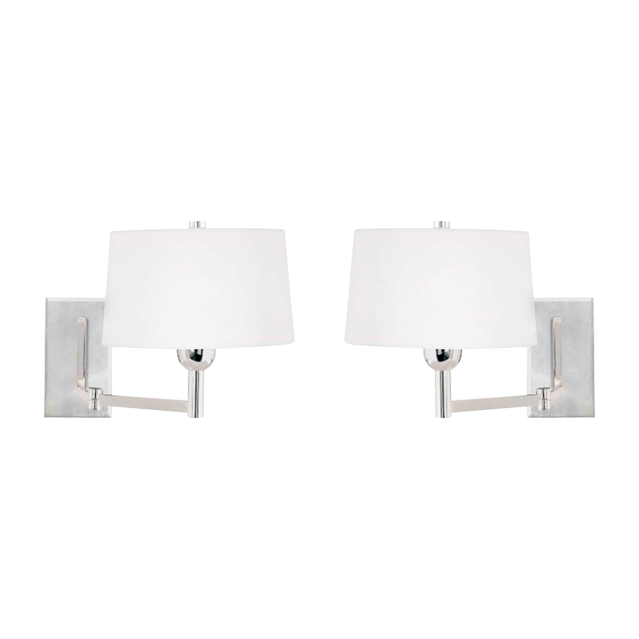 Satin Nickel 1-Light Swingarm Wall Lamps (Set of 2) - 9 inch Tall