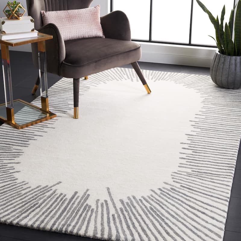 SAFAVIEH Handmade Fifth Avenue Corianna Modern New Zealand Wool - 3' x 5' - Ivory/Grey