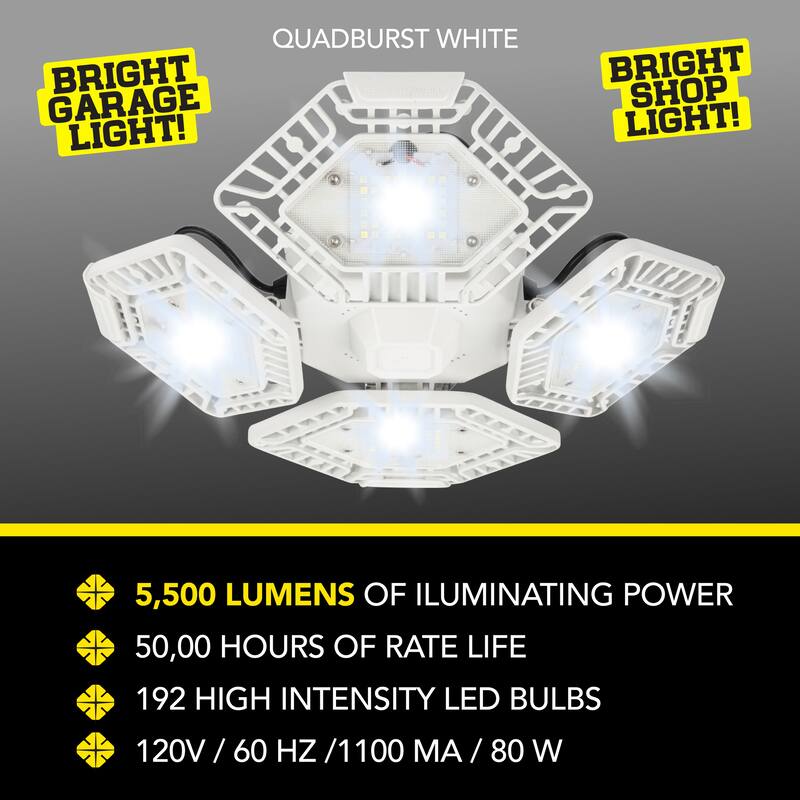 Bell + Howell Quadburst 5500 Lumens Multi-Directional  LED White Ceiling Light