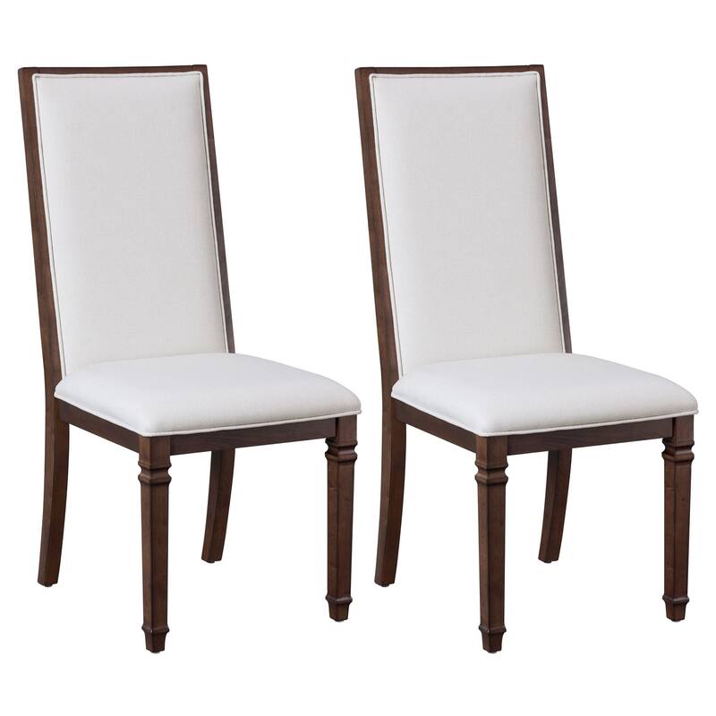 Farmhouse Dining Chair and Bench Set, Solid Wood Upholstered Armless Chair and Dining Bench with Turned Legs