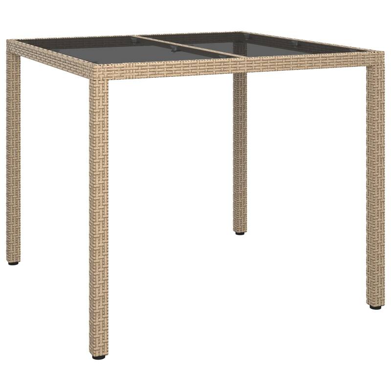 vidaXL Patio Table Tempered Glass and Poly Rattan Table 35.4"/59" Multi Colors