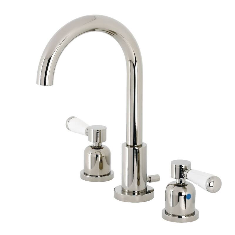 Kingston Brass Paris 1.2 GPM Deck Mounted Widespread Bathroom Faucet - Polished Nickel