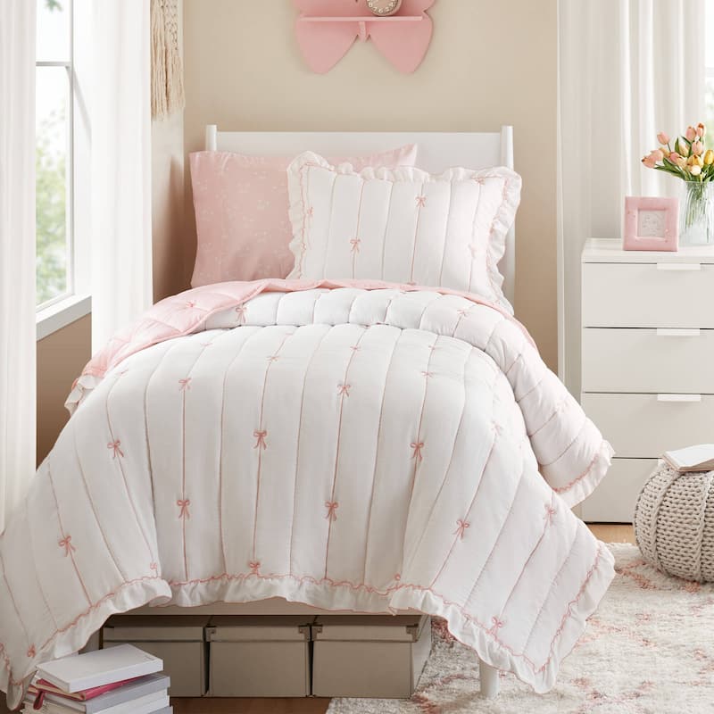 Intelligent Design Liv Quilt Mini Set - Twin - Twin XL - Pink