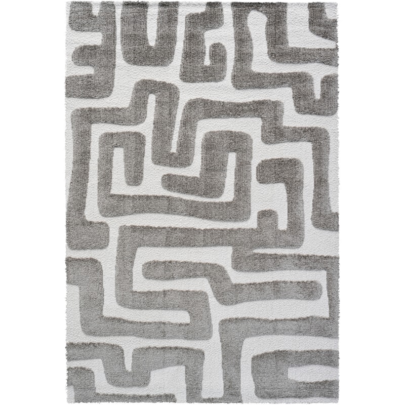 Lillian Gray and Ivory Recycled Polyester Area Rug - 9' x 12'