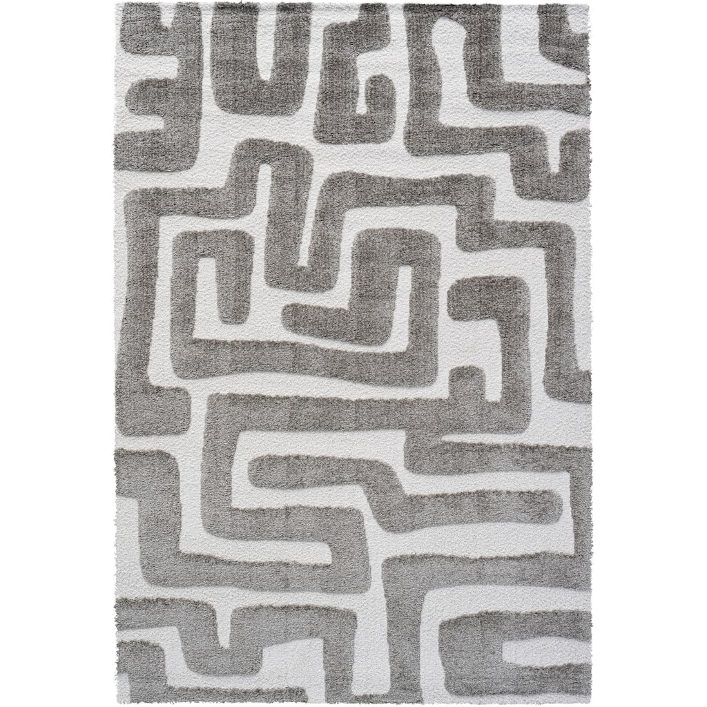 Lillian Gray and Ivory Recycled Polyester Area Rug - 9' x 12'