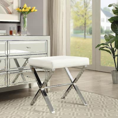 Carolina Living Elisabetta Vanity Bench - White/Chrome