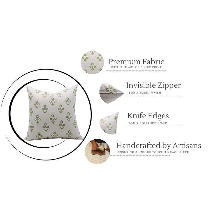 Fabdivine Linen Farmhouse Block print pillow Cover