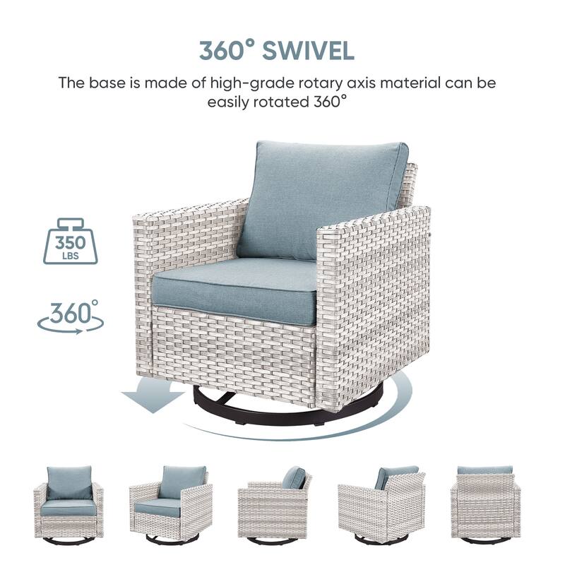 2 Pieces Outdoor Swivel Chairs with Thick Cushions