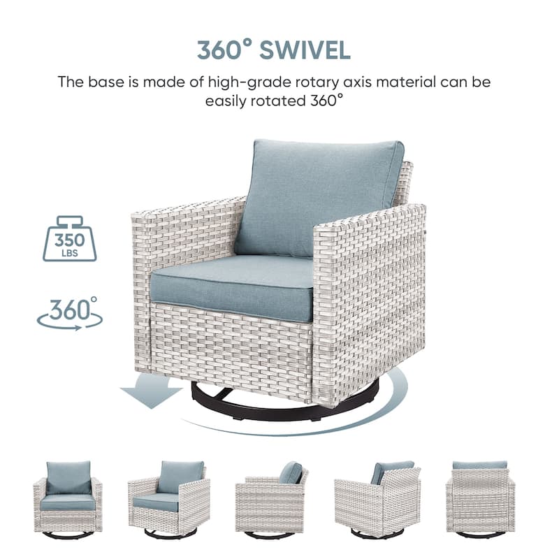 Pocassy Glider Chairs PE Wicker Swivel Chairs Set of 2