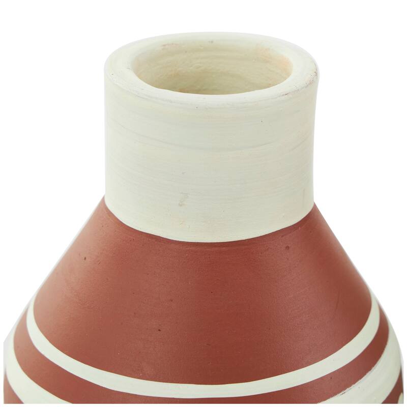 Orange Ceramic Floral Decorative Vase with 3 Different Patterns and Shapes (Set of 3)