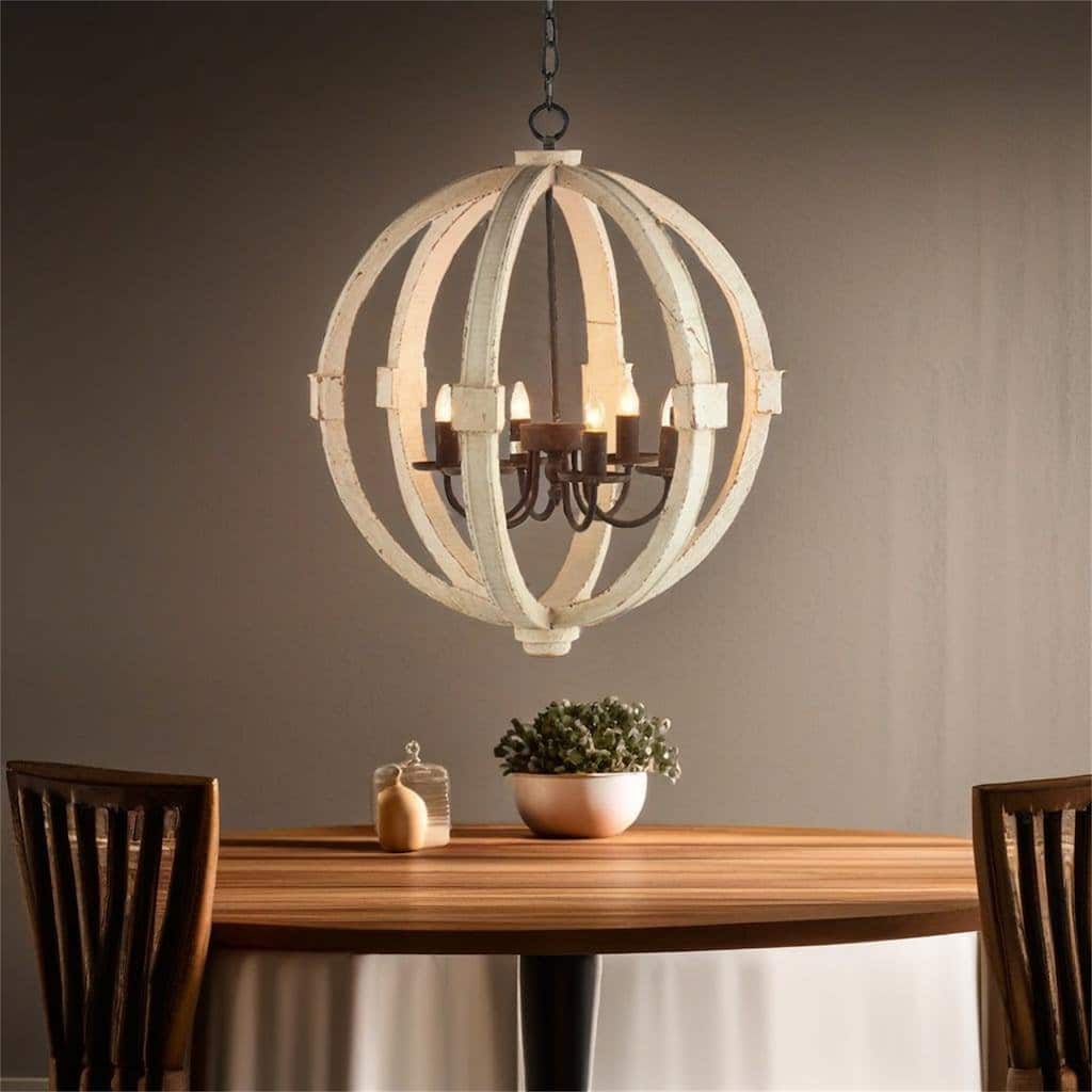6 - Light Wood Chandelier