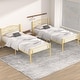 preview thumbnail 15 of 32, VECELO Twin Size Metal Bed Frame Set of 2 Victorian Style Kids Beds with Heart Pattern Headboard No Box Spring Needed