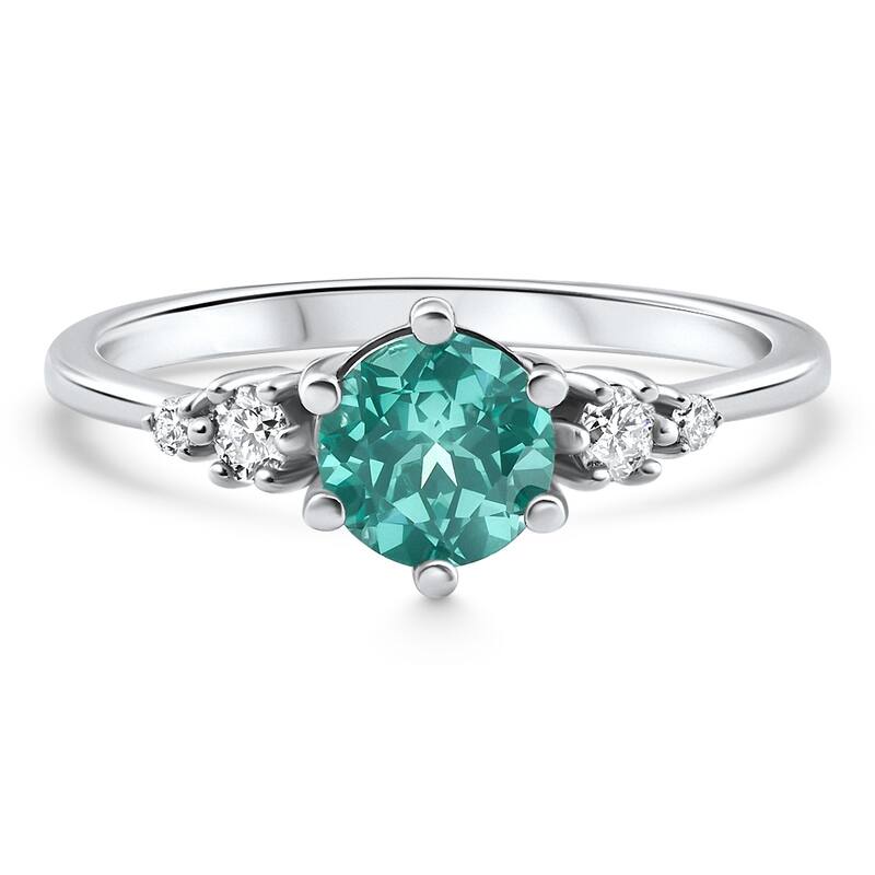 Bliss Diamond 1Ct TW Paraiba & Diamond Ring White Gold Lab Grown