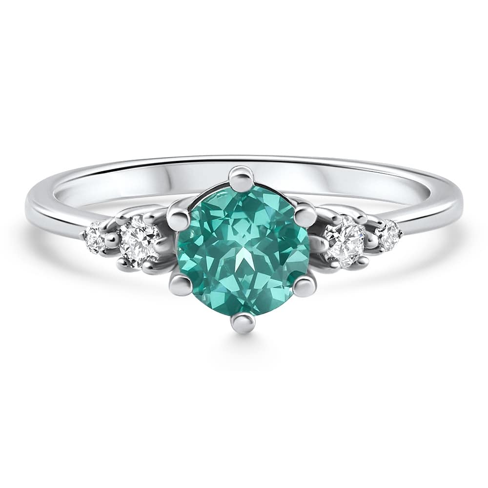 Bliss Diamond 1Ct TW Paraiba & Diamond Ring White Gold Lab Grown