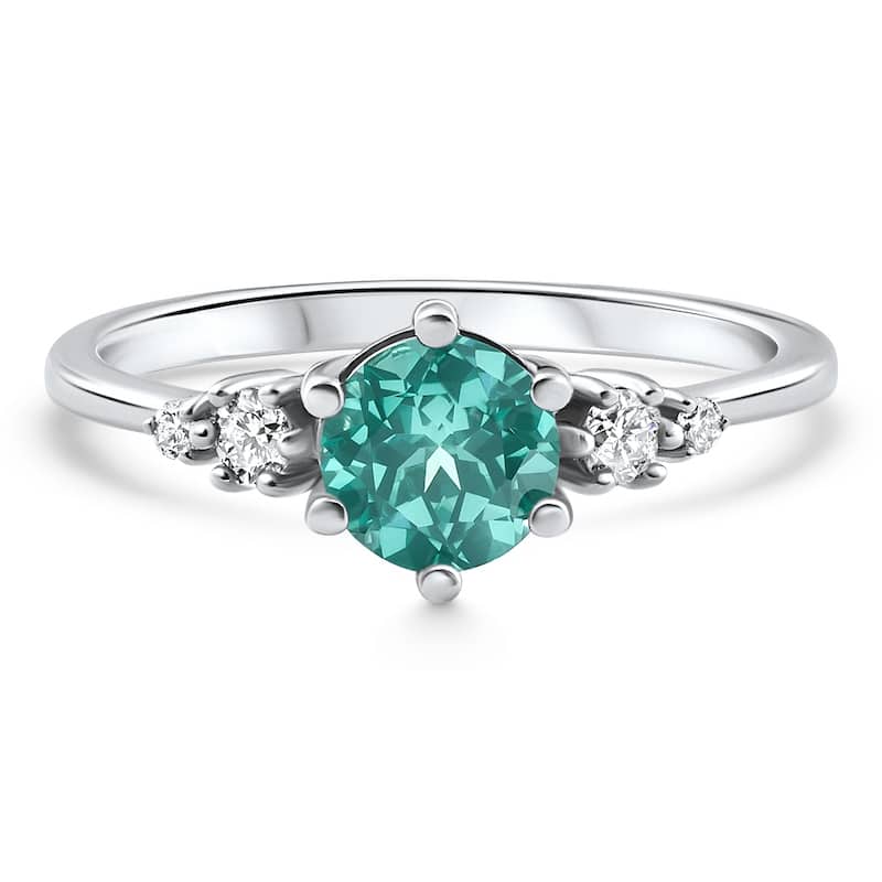 Bliss Diamond 1Ct TW Paraiba & Diamond Ring White Gold Lab Grown - 5.5