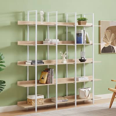 5 Tier MDF Board Bookcase Home Office Open Bookshelf