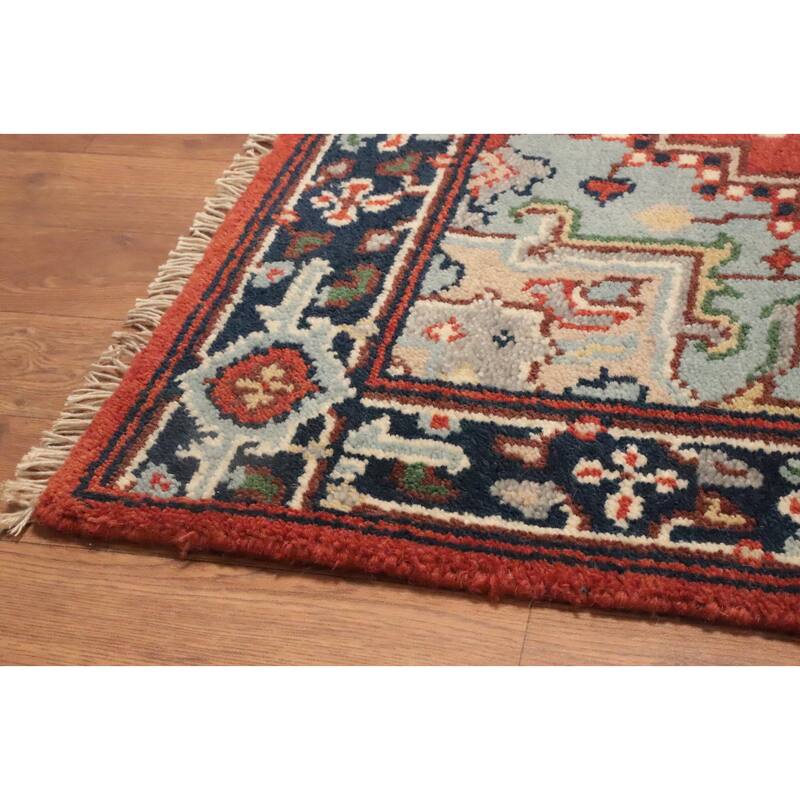Hand Knotted Oriental 100% Wool Carpet Traditional Medallion Oranges & Rust Heriz (serapi) Area Rug - 5' 1'' X 3' 0''