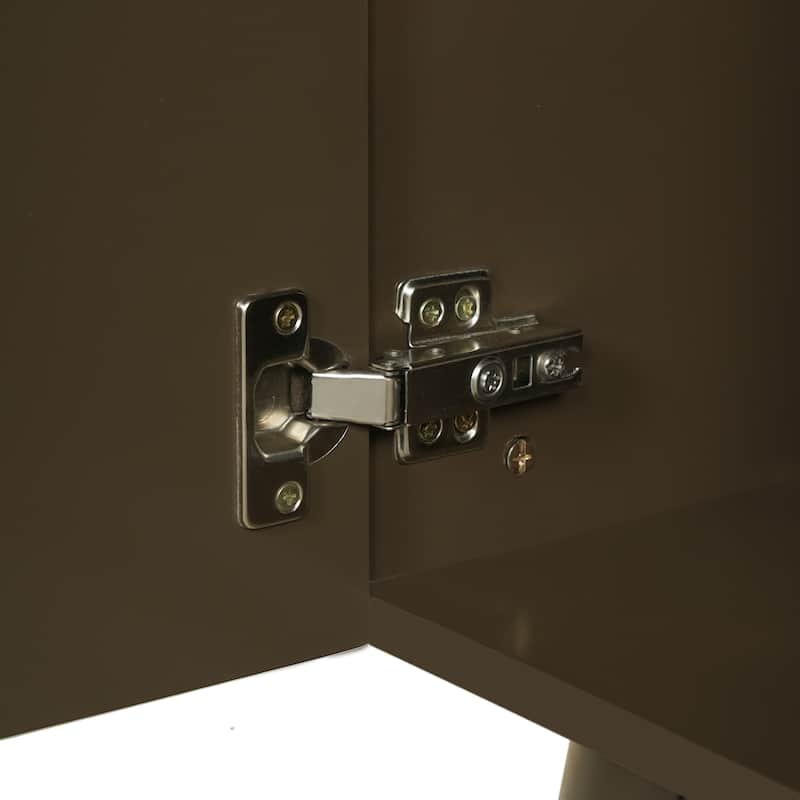 Christopher Knight Home - Modern Space Saving Striped Bathroom Vanity with Premium Ceramic Sink & Soft-Close Dual-Door Storage