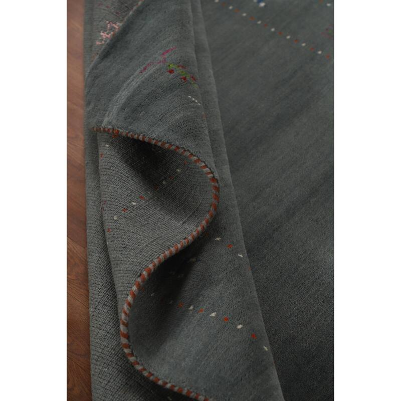 Hand Knotted Oriental 100% Wool Carpet Tribal Tribal Greys & Charcoal Gabbeh Area Rug - 7' 9'' X 5' 0''