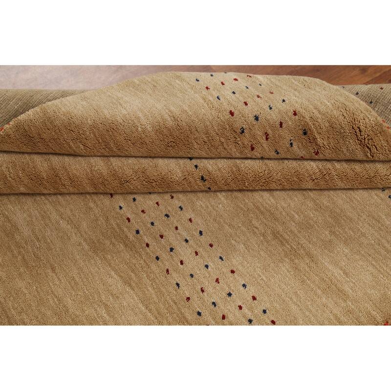 Gold Tribal Gabbeh Indian Area Rug Hand-Knotted Wool Carpet - 4'9"x 6'4"
