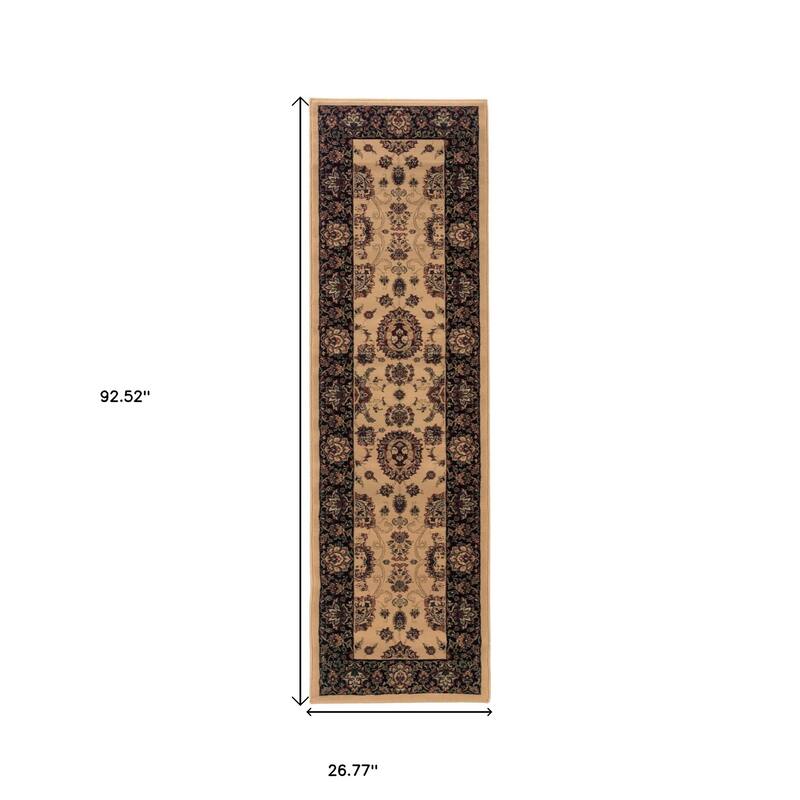 HomeRoots Oriental Traditional Runner Area Rug - 92.52 in. x 26.77 in. x 0.43 in.