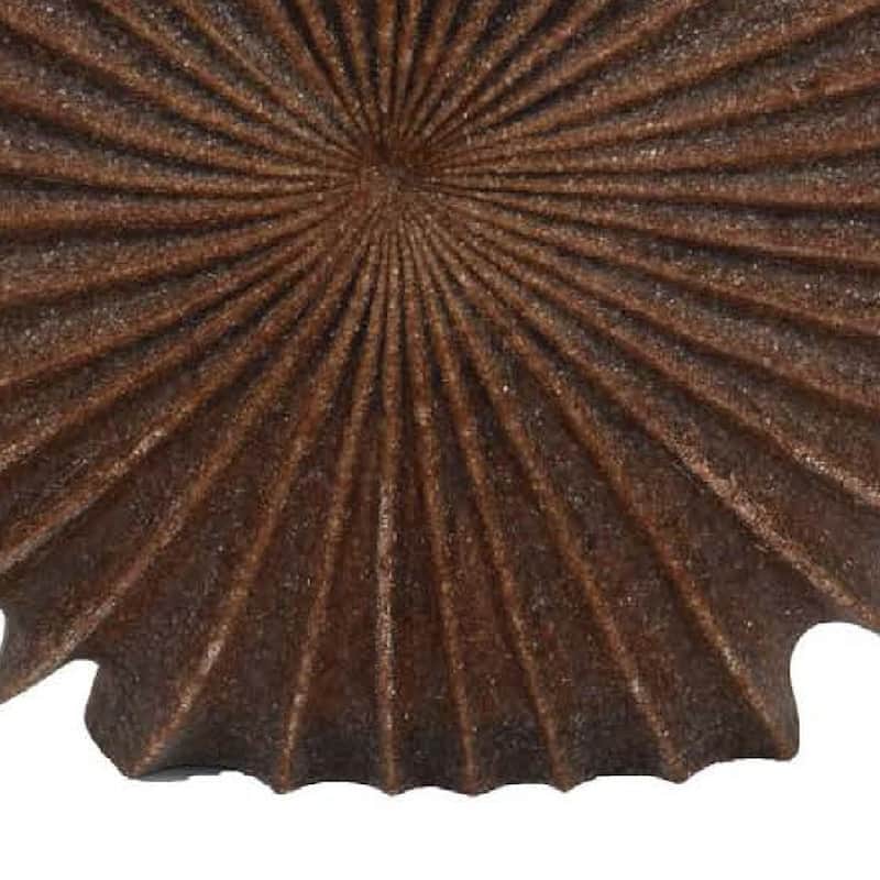 Accent Vase, Dark Brown Resin, Sunburst Pattern Textured, 14 Inch