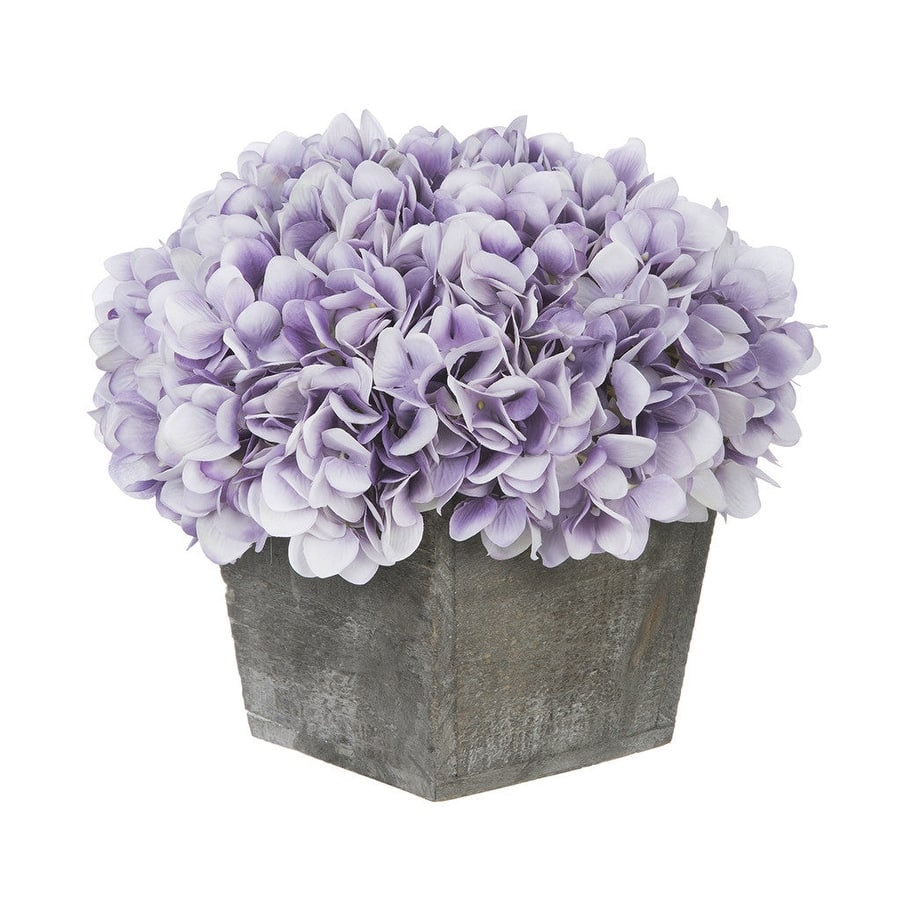 Faux Hydrangea in Grey Washed Wood Cube Planter