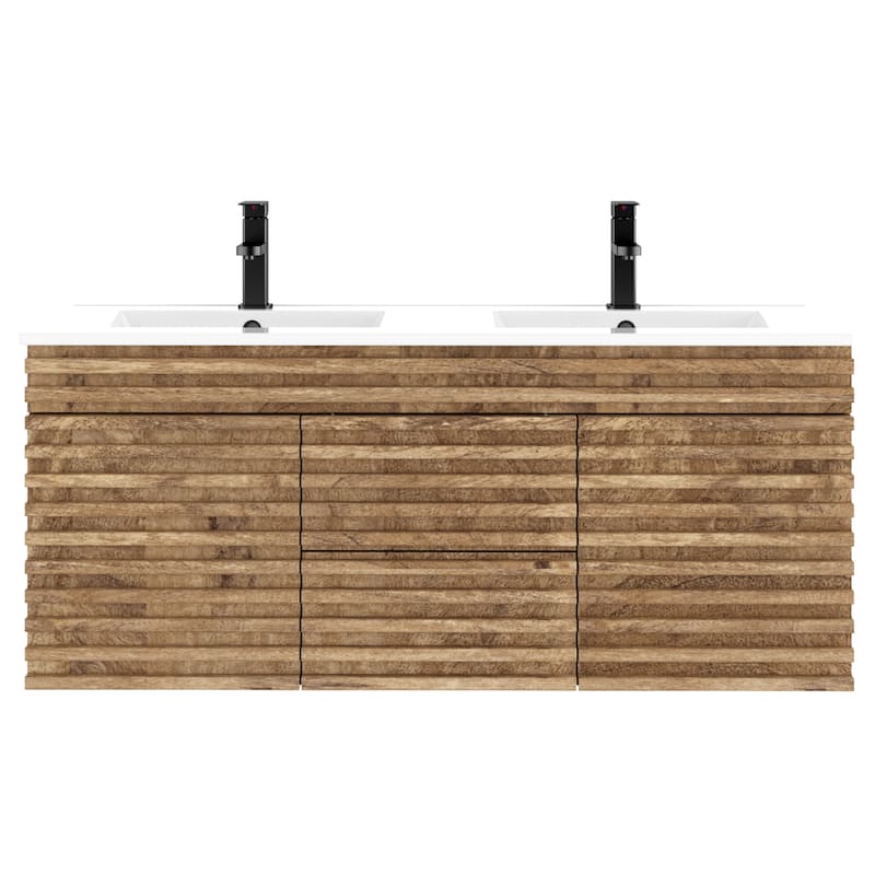 Wall Mounted Bathroom Vanity Set W/ Drop in Sink Mid-Century Cabinet Set