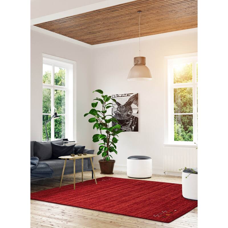 ECARPETGALLERY Hand Loomed Kashkuli Gabbeh Red Wool Rug - 5'0 x 7'9