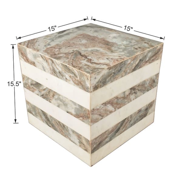 dimension image slide 4 of 6, Felix Minimalist Marble Cube End Table, Stone Square Block Side Table, Solid Living Room Accent Pedestal
