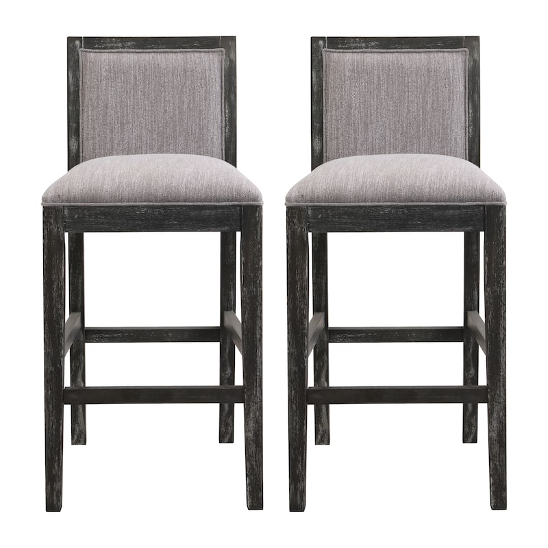 30.5 Inch Height Bar Stools set of 2, Rubber wood Frame, fabric Sponge cushion, Retro Bar Chairs suitable for Kitchen Island