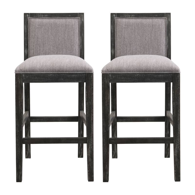 Height Bar Stools set of 2, Armless Dining Chairs with Footrest, Upholstered Kitchen Chairs with Rubber Wood Frame