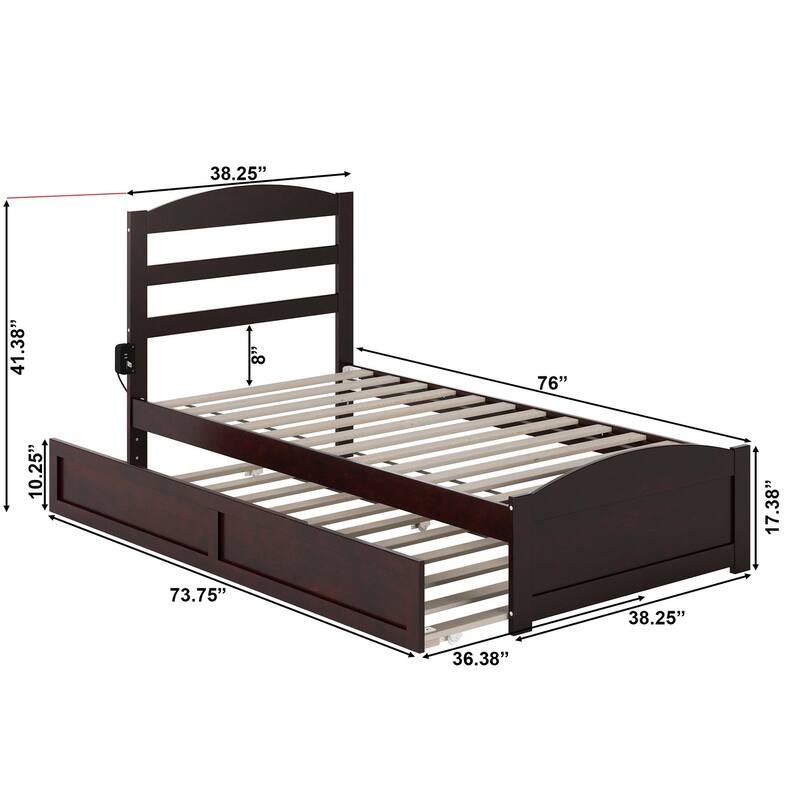 Warren Platform Bed with Footboard and Twin Trundle