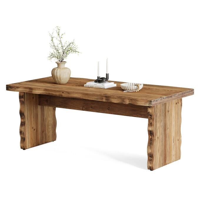 Rustic Solid Wood Coffee Table, Living Room Rectangular Center Table