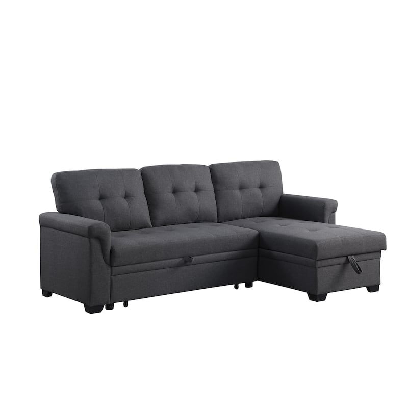 Lucca 84-inch Reversible Sleeper Sectional Sofa with Storage Chaise - 84"W x 54"D x 35"H